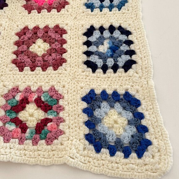 Vintage Granny Square Crochet Blanket 41" x 54" - Picture 2 of 10